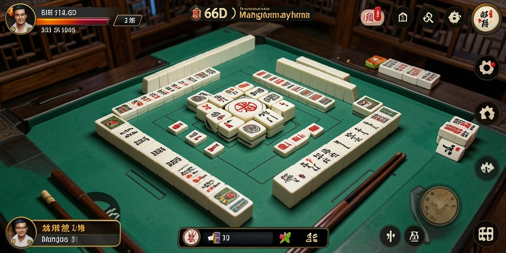 Screenshot dari gameplay 66D yang menampilkan tantangan Mahjong.