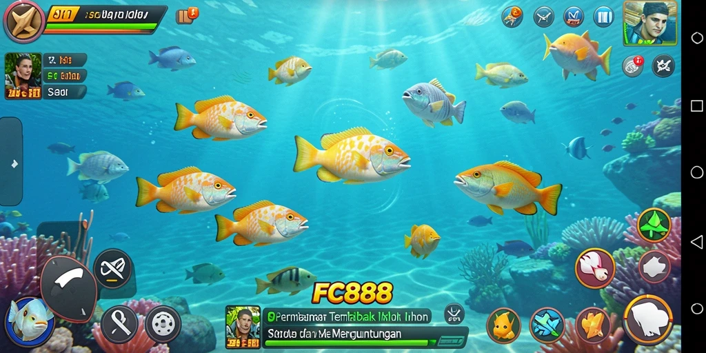 Tampilan gameplay seru dalam permainan Tembak Ikan FC888.