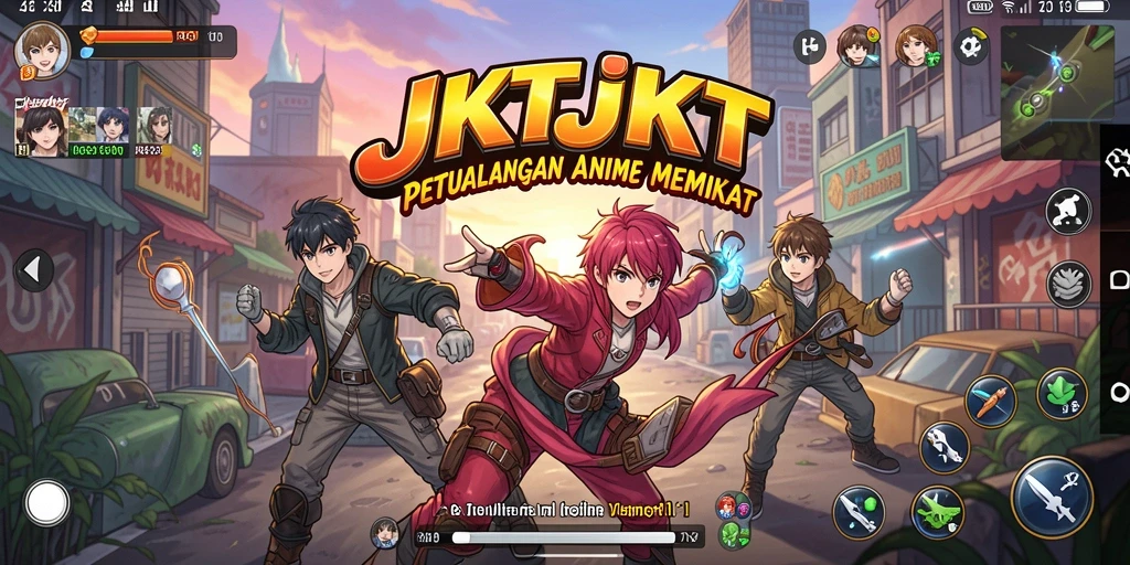 Screenshot menampilkan aksi seru dalam permainan Anime JKTJKT.