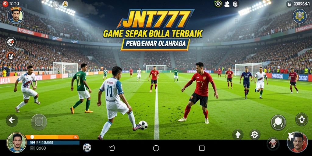 Screenshot menampilkan aksi seru dari pertandingan sepak bola di JNT777.