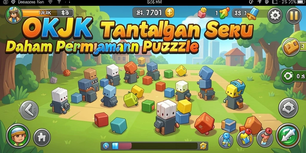 Tampilan menyenangkan dari gameplay puzzle yang menantang di OKJK.