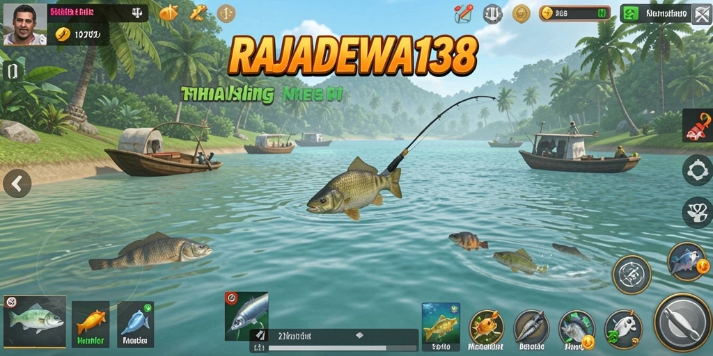 Screenshot gameplay RAJADEWA138 menampilkan aksi memancing yang mendebarkan.