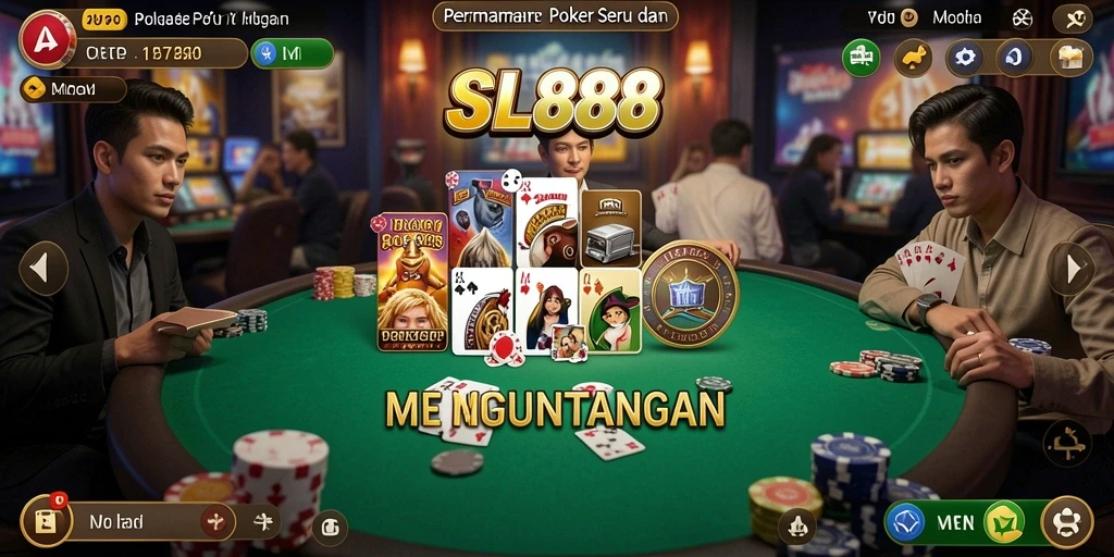 Tampilan gameplay Poker yang menegangkan di SL888.